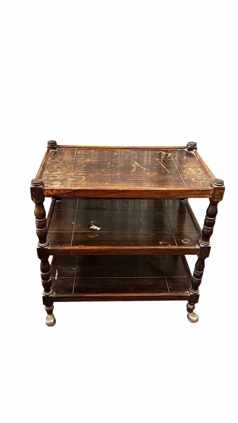 Mesa auxiliar de madera con ruedas