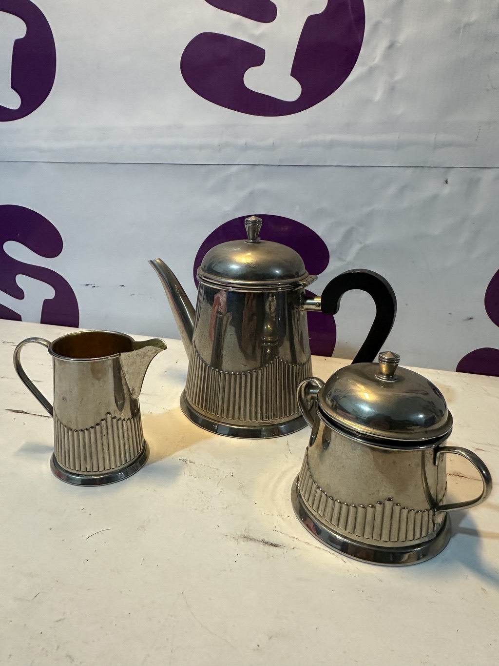 Juego de té metálico vintage