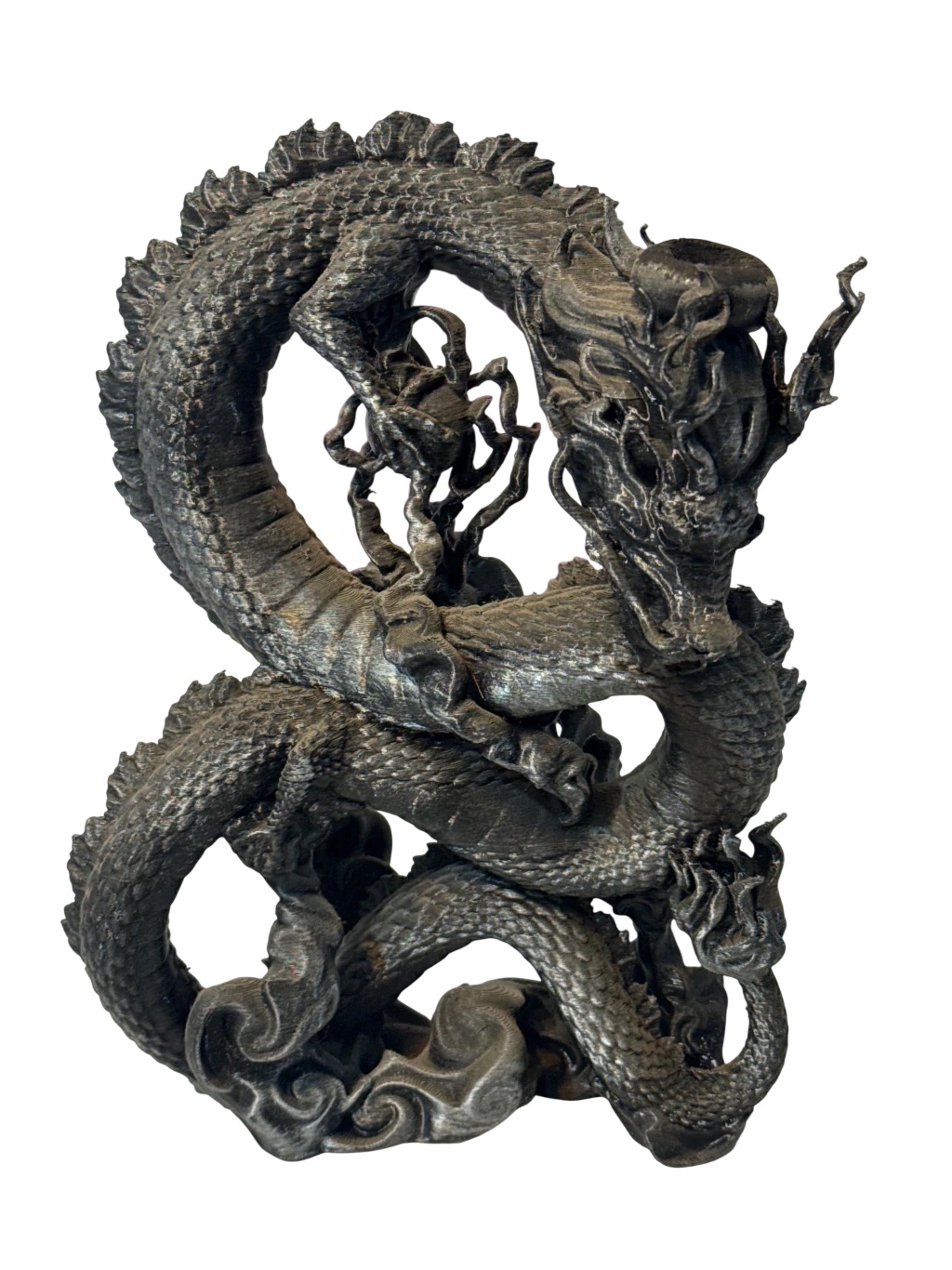 Figura decorativa de dragón asiático cascada